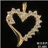Image 1 : 1.2 DWT 10 KT Gold Heart Pendant w/ Diamond