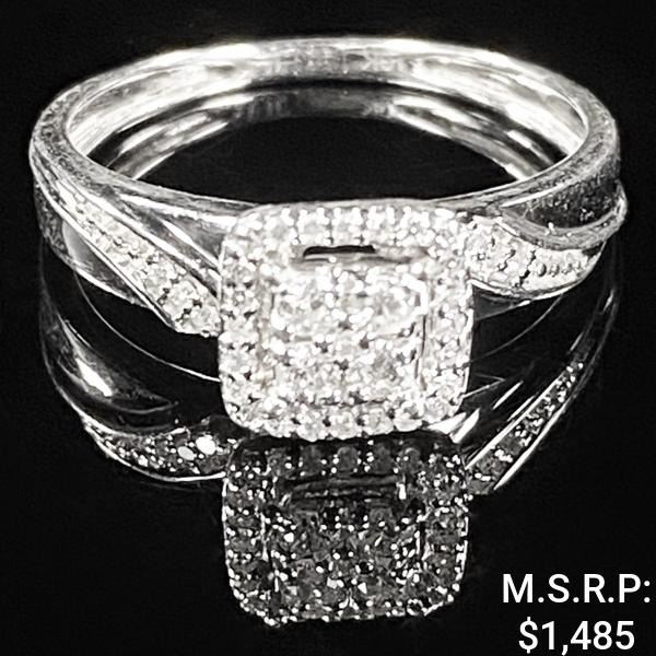 1.4 DWT 10 KT Wht Gold w/ Diamond Ring Sz:7