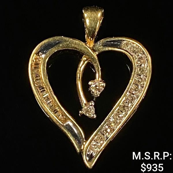 0.9 DWT 10 KT Gold Heart Pendant w/ Diamond
