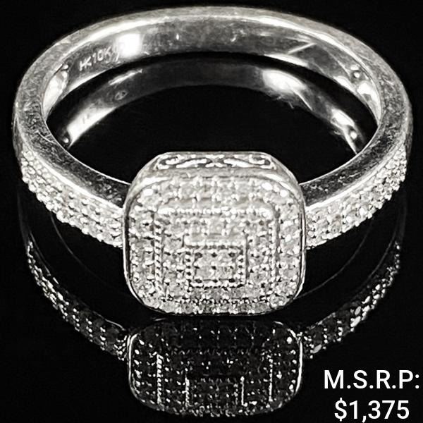 2 DWT 10 KT Wht Gold w/ Diamond Ring Sz:6.5