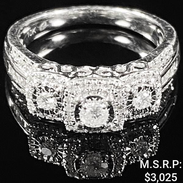 2.9 DWT 10 KT Wht Gold w/ Diamond Ring Sz:6.5