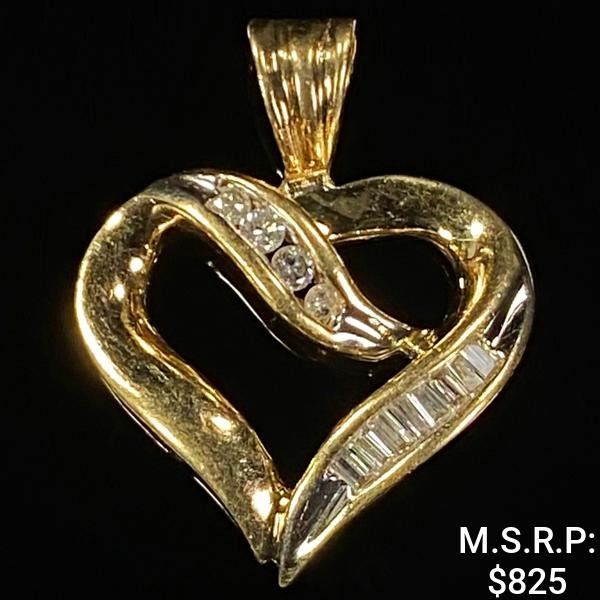 1.2 DWT 10 KT Gold Heart Pendant w/ Diamond
