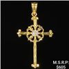 Image 1 : 0.7 DWT 14 KT Gold Cross Pendant w/ Diamond