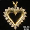 Image 1 : 1.3 DWT 10 KT Gold Heart Pendant w/ Diamond