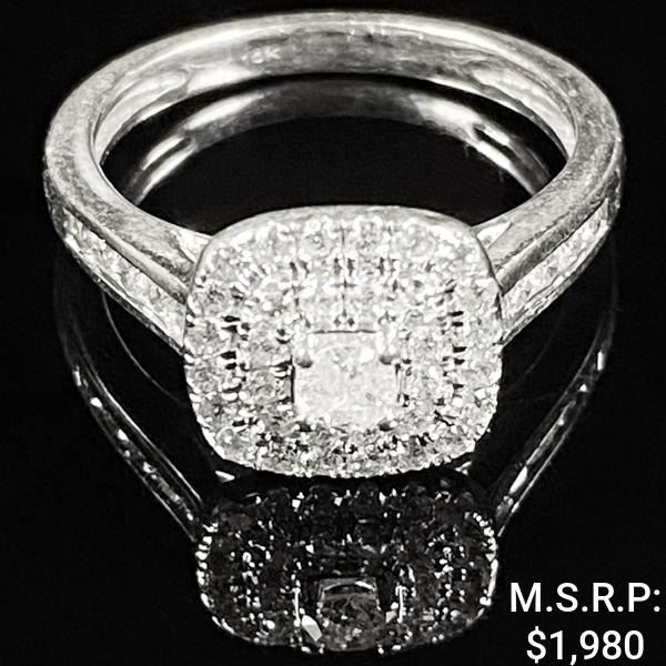 2.1 DWT 10 KT Wht Gold w/ Diamond Ring Sz:6