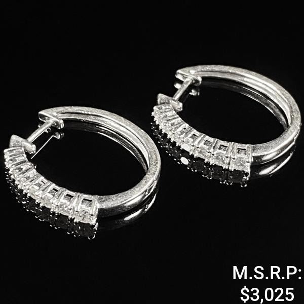 2.2 DWT 14 KT Wht Gold w/ Diamond Earrings