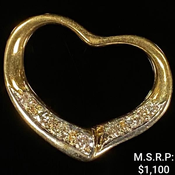 1.3 DWT 14 KT Gold Heart Pendant w/ Diamond