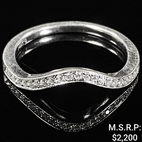 1.6 DWT 14 KT Wht Gold w/ Diamond Ring Sz:7.5