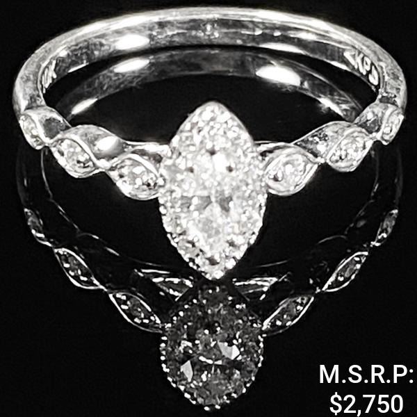 1.3 DWT 10 KT Wht Gold w/ Diamond Ring Sz:6.5