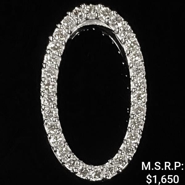 1.4 DWT 10 KT Wht Gold Pendant w/ Diamond Lining