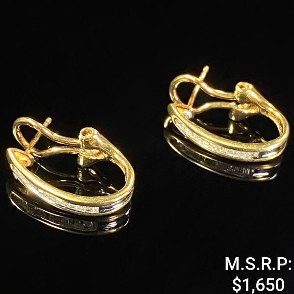 1.8 DWT 10 KT Gold w/ Diamond Earrings