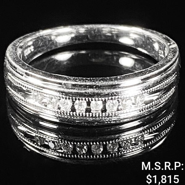 3.4 DWT 10 KT Wht Gold w/ Diamond Ring Sz:9.5