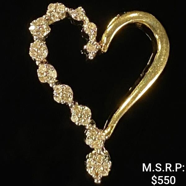0.7 DWT 10 KT Gold Heart Pendant w/ Diamond