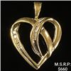 Image 1 : 1.1 DWT 10 KT Gold Heart Pendant w/ Diamond