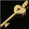 Image 3 : 0.7 DWT 10 KT Gold Key Pendant w/ Diamond Lining