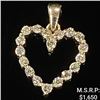 Image 1 : 0.9 DWT 14 KT Wht Gold Heart Pendant w/ Diamond