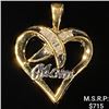 Image 1 : 1 DWT 10 KT Gold Heart "MOM" Pendant w/ Diamond