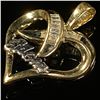 Image 3 : 1 DWT 10 KT Gold Heart "MOM" Pendant w/ Diamond