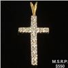 Image 1 : 0.6 DWT 14 KT Gold Cross Pendant w/ Diamond