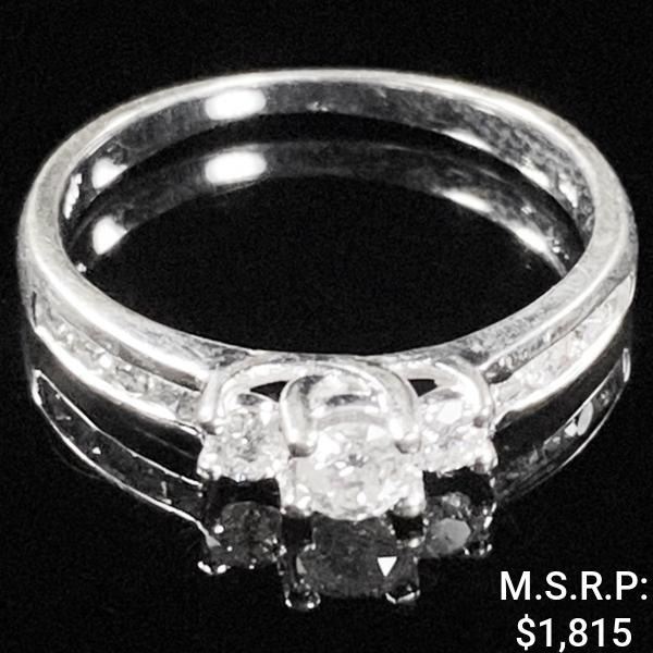 1.2 DWT 10 KT Wht Gold w/ Diamond Ring Sz:6