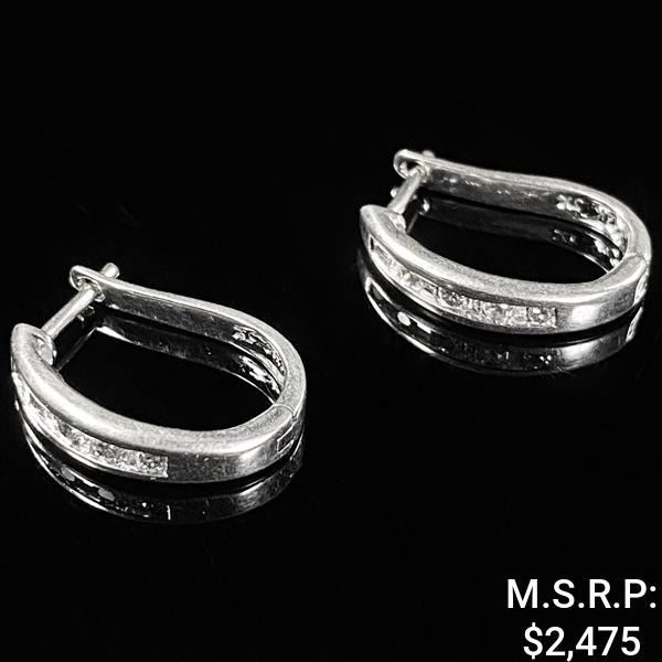 2.1 DWT 14 KT Wht Gold w/ Diamond Earrings