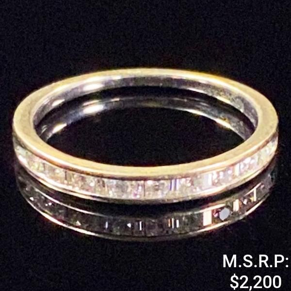 1.3 DWT 14 KT Wht Gold w/ Diamond Ring Sz:6.5