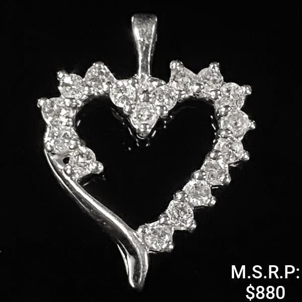 0.7 DWT 10 KT Wht Gold Heart Pendant w/ Diamond