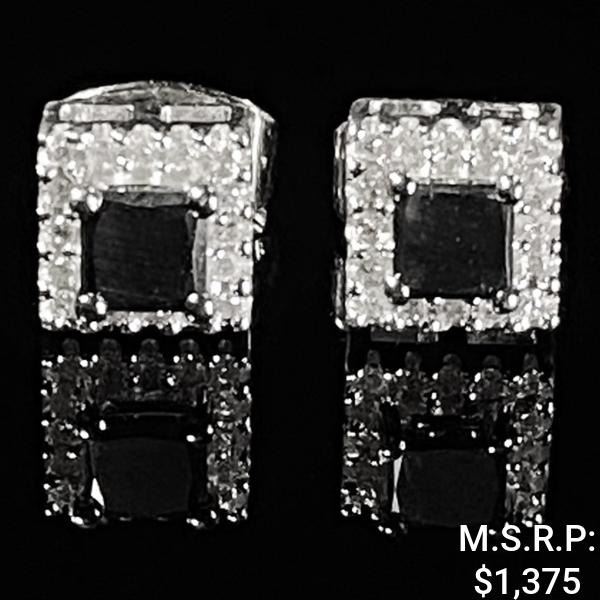 0.7 DWT 10 KT Wht Gold w/ Diamonds & Gem Earrings