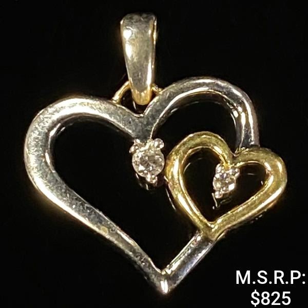 1 DWT 14 KT Gold Heart Pendant w/ Diamonds