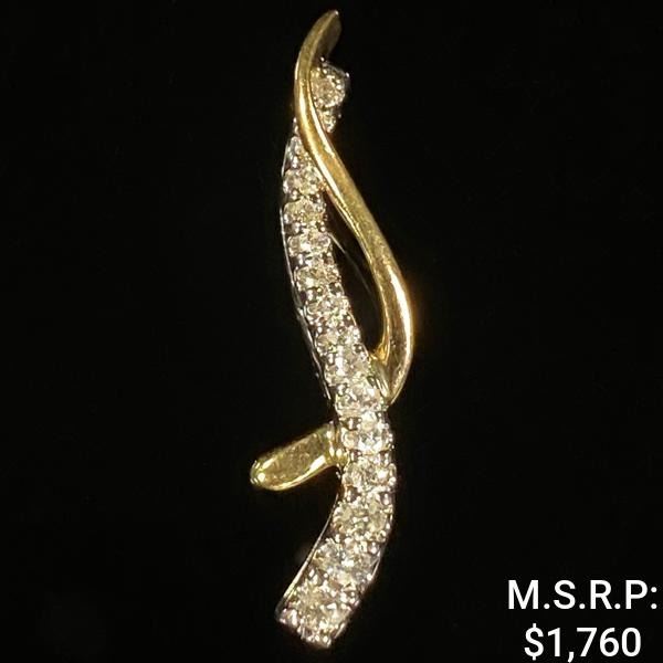 1 DWT 10 KT Wht Gold Pendant w/ Diamond Lining