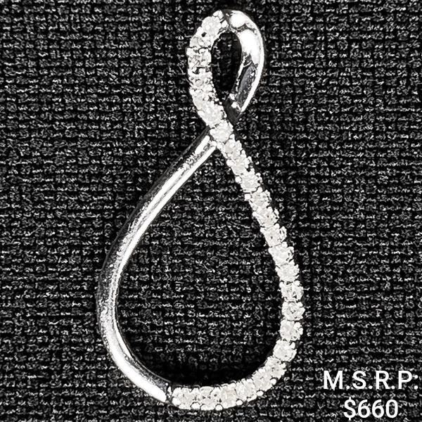 0.4 DWT 10 KT Wht Gold Pendant w/ Diamond Lining