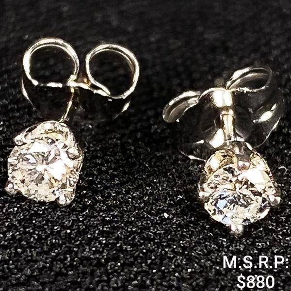 0.4 DWT 14 KT Wht Gold w/ Diamonds Earrings