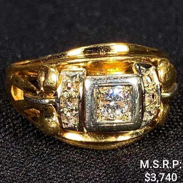 4.2 DWT 14 KT Gold w/ Diamonds Ring Sz: 10.5