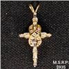 Image 1 : 0.9 DWT 14 KT Gold Cross Pendant w/ Diamond
