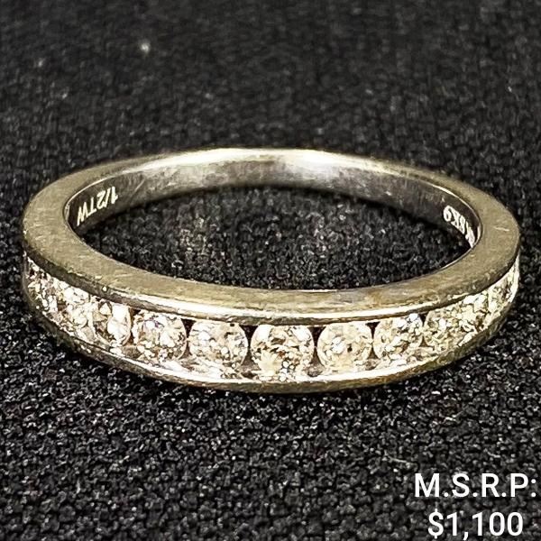 1.4 DWT 10 KT Wht Gold w/ Diamond Ring Sz:6