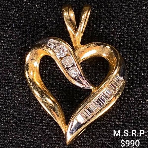 1.5 DWT 10 KT Gold Heart Pendant w/ Diamond
