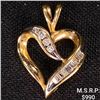 Image 1 : 1.5 DWT 10 KT Gold Heart Pendant w/ Diamond