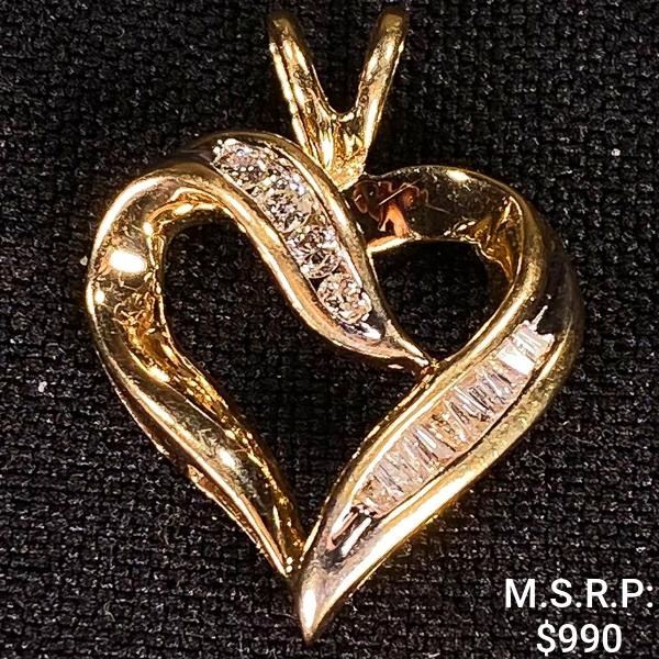 1.6 DWT 10 KT Gold Heart Pendant w/ Diamond