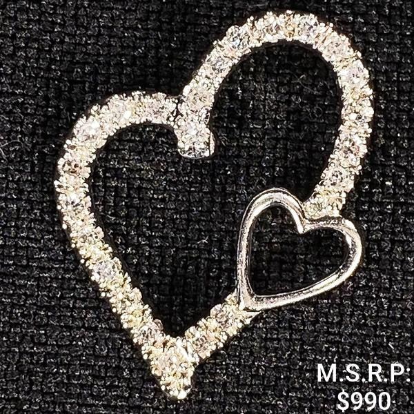 1.1 DWT 10 KT Wht Gold Heart Pendant w/ Diamond