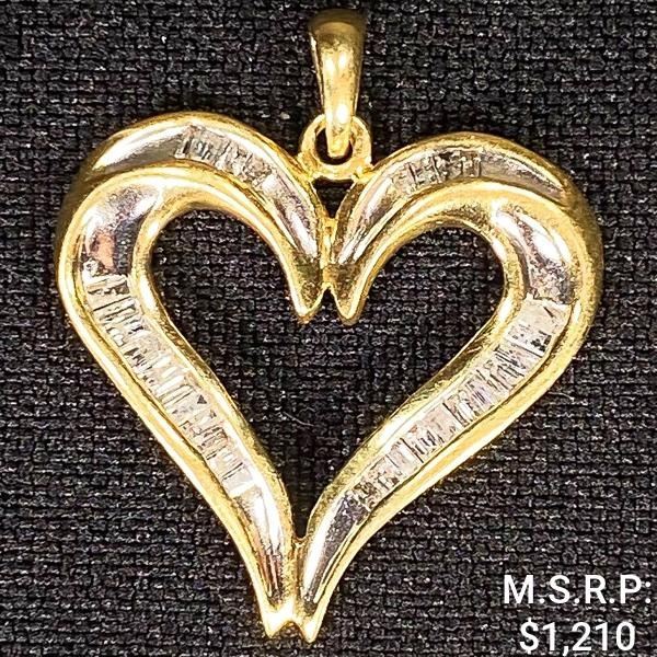 1.5 DWT 10 KT Gold Heart Pendant w/ Diamond