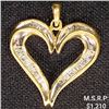 Image 1 : 1.5 DWT 10 KT Gold Heart Pendant w/ Diamond