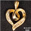 Image 1 : 1.1 DWT 10 KT Gold Heart Pendant w/ Diamond