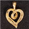 Image 2 : 1.1 DWT 10 KT Gold Heart Pendant w/ Diamond