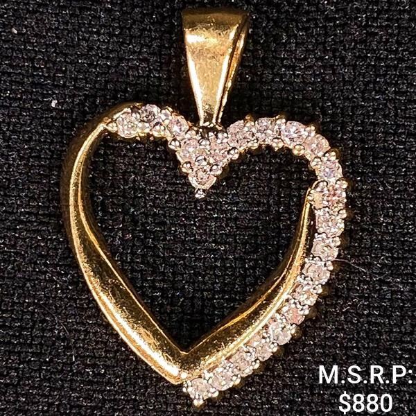 1.4 DWT 10 KT Gold Heart Pendant w/ Diamond