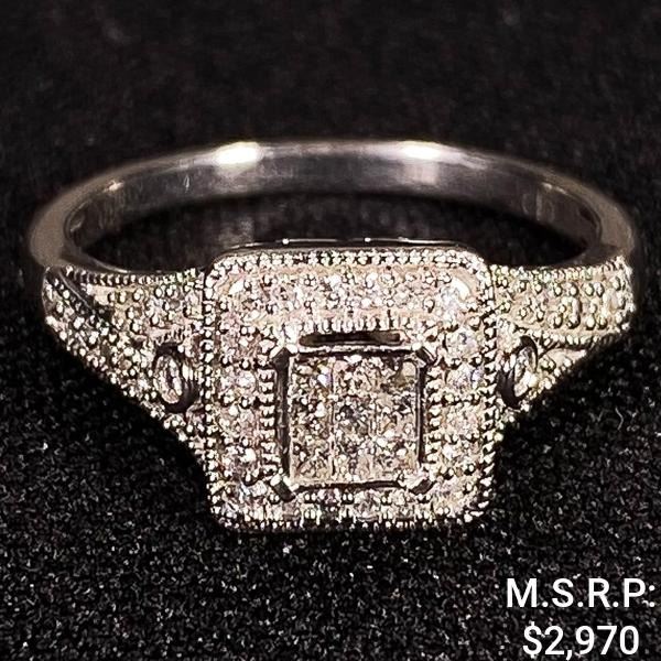 2.3 DWT 14 KT Wht Gold w/ Diamond Ring Sz:7