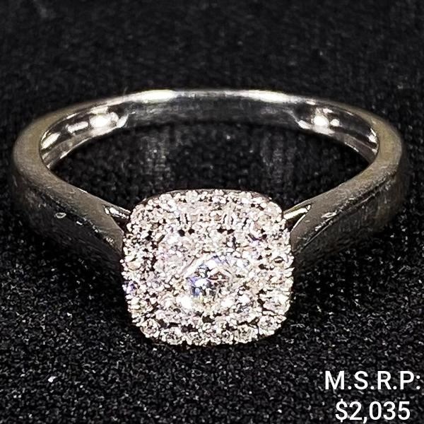 1.5 DWT 10 KT Wht Gold w/ Diamonds Ring Sz: 6.5