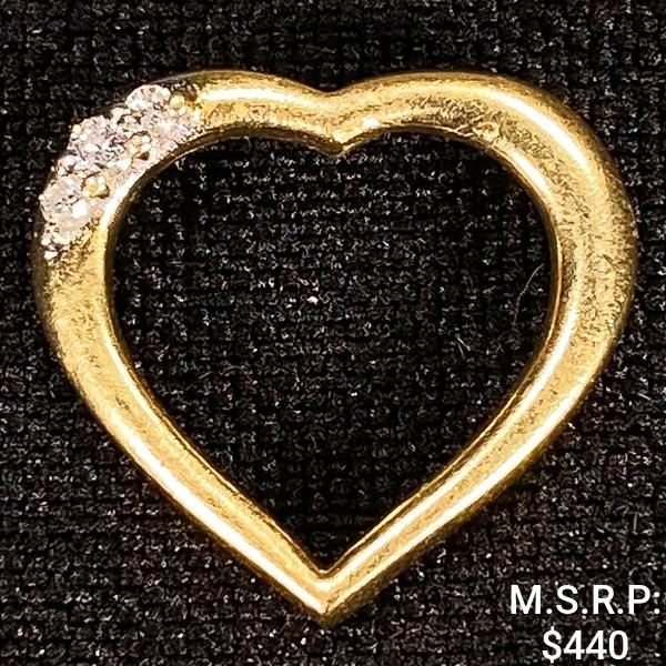 0.7 DWT 10 KT Gold Heart Pendant w/ Diamonds