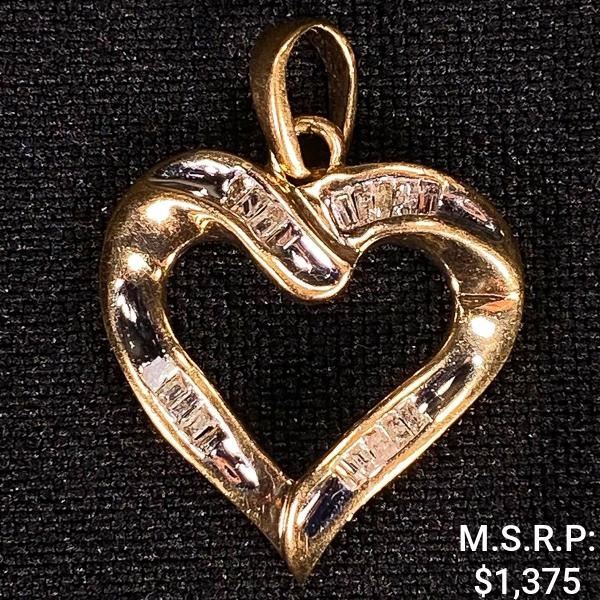 1.8 DWT 10 KT Gold Heart Pendant w/ Diamond