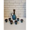 Image 1 : Handmade Ceramic Decanter with Six Goblets