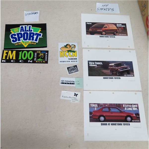 Qty 3 Vehicle Prints & Multiple Stickers: All Sport, FM 100, KCCN, etc